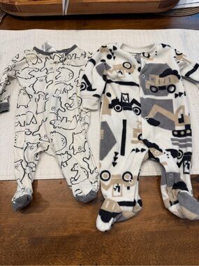 Gerber’s Kids' Neutral Animal & Carter’s Construction Fleece One-Pieces - 2